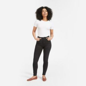 Everlane Authentic Stretch High-Rise Skinny Button Fly - Washed Black, Size 28